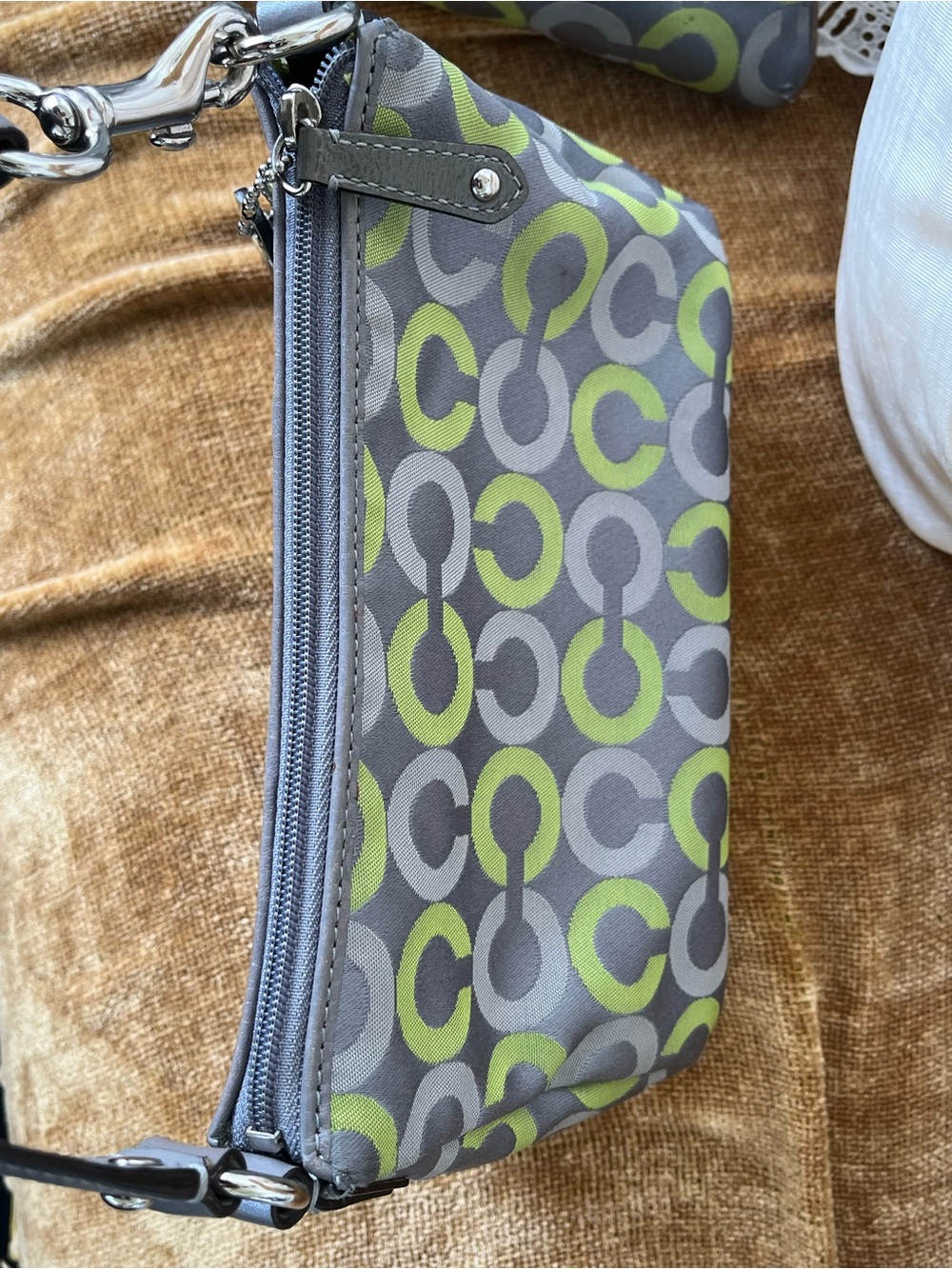 Coach Op Art Gray 🩶💚 Lime Signature Jacquard Mini Shoulder Bag Y2K, EUC - Picture 2 of 13